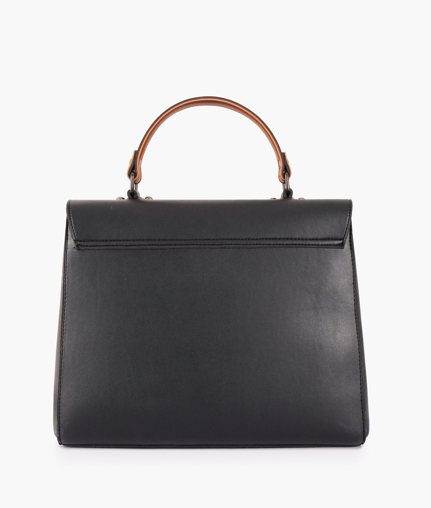 Black flap-over top-handle bag