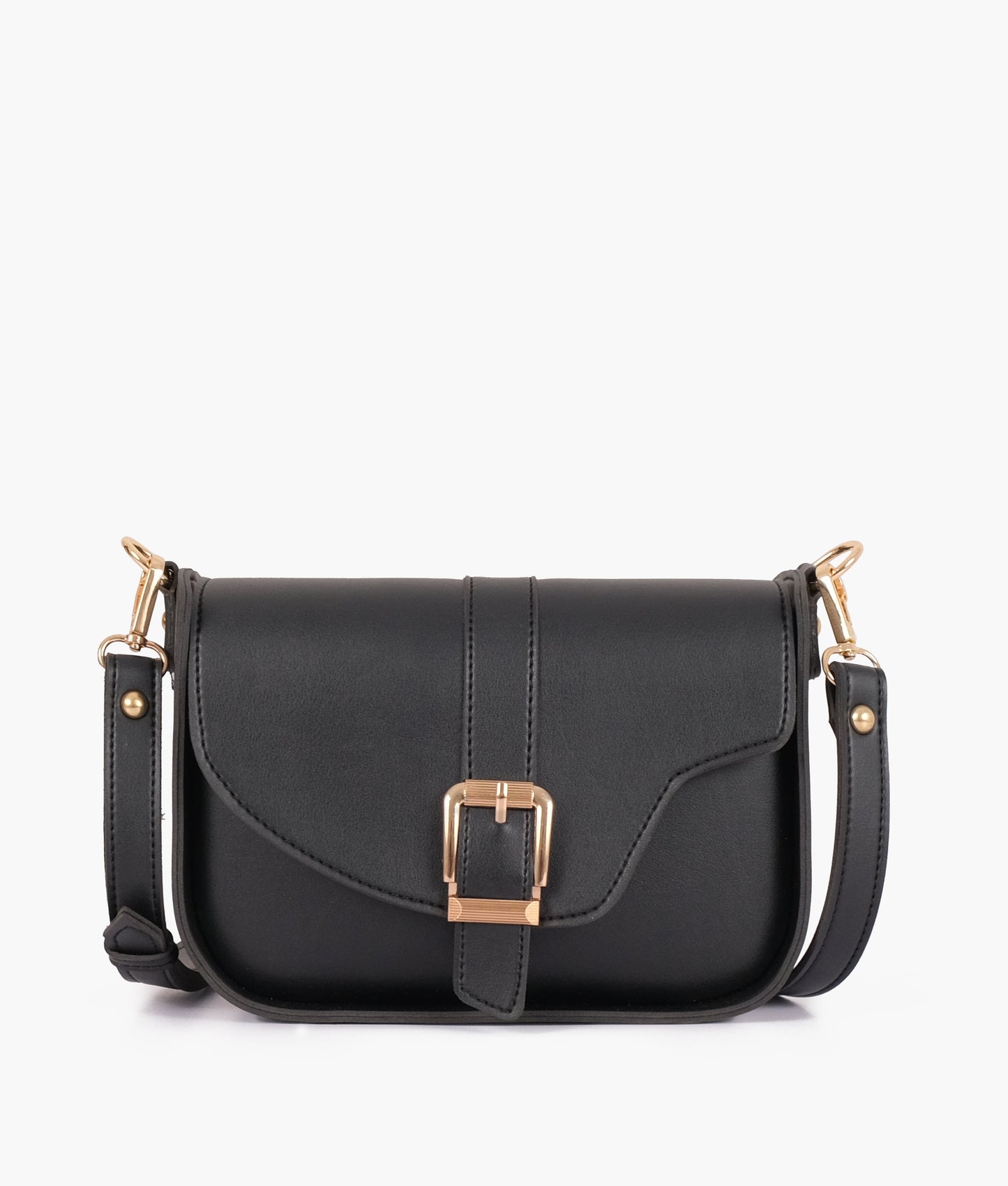 Black saddle buckle bag