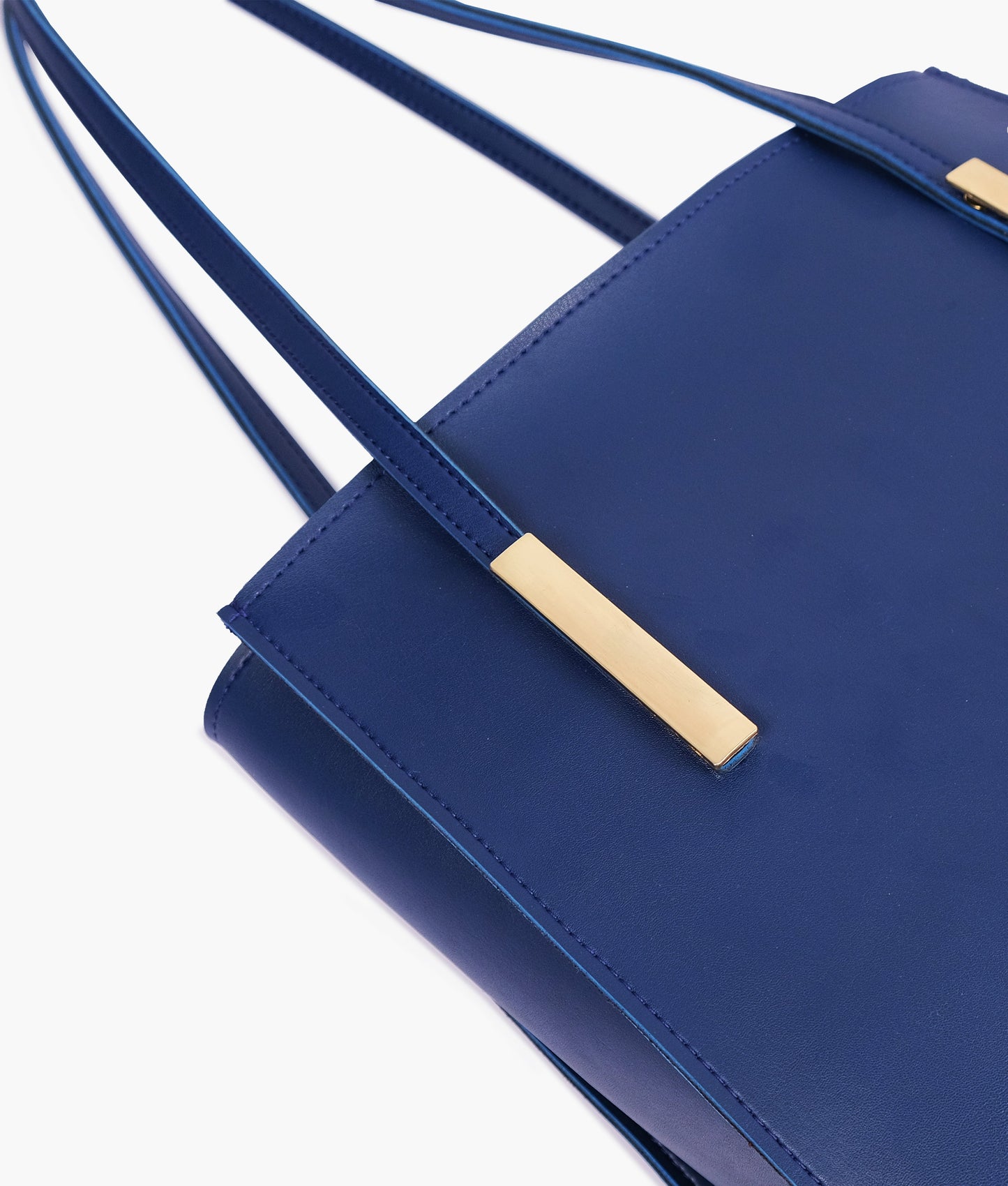 Blue zipper shoulder bag with long handle