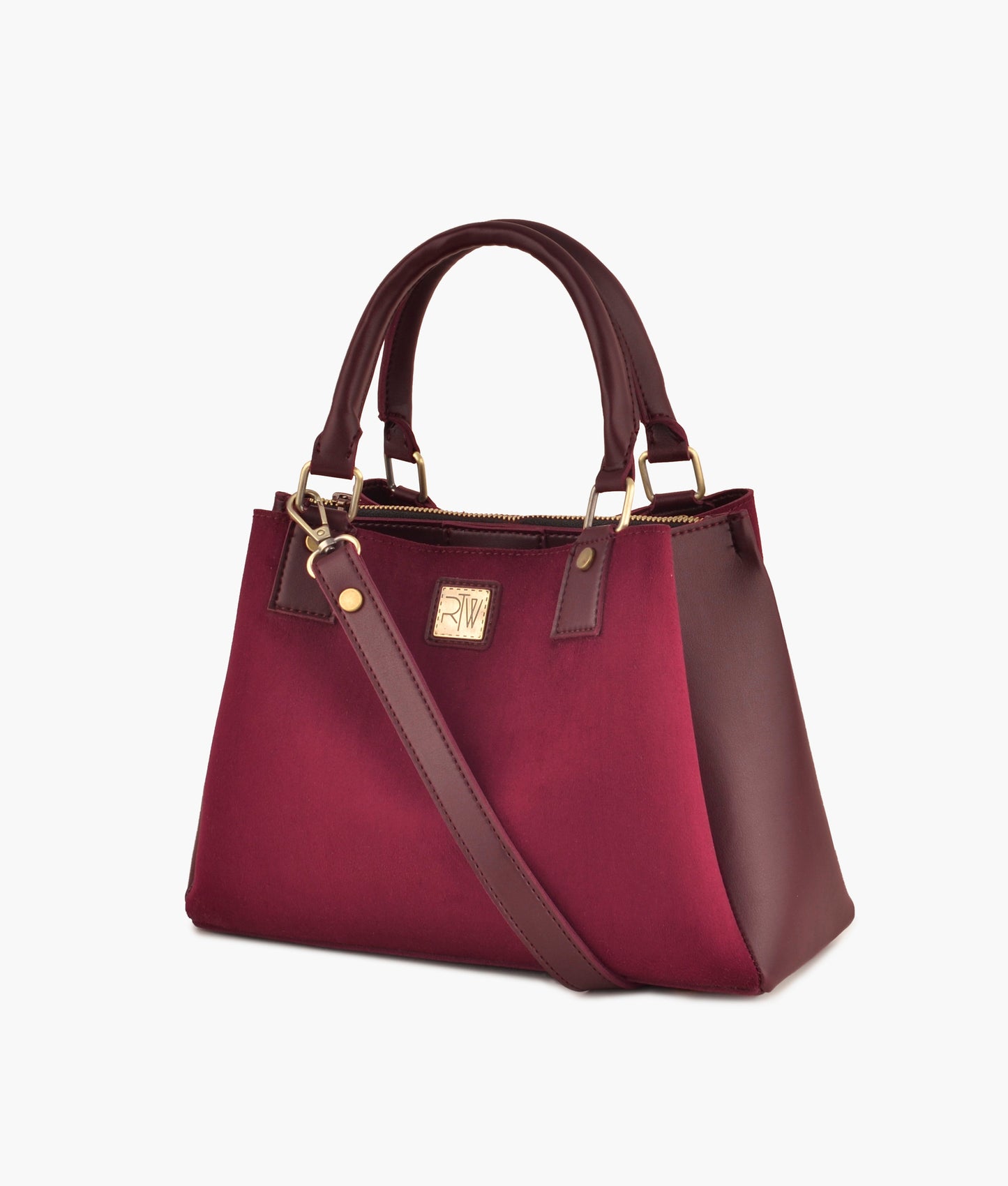 Burgundy suede mini bag